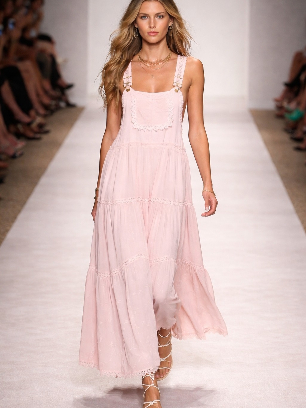 Boho Tiered Pink Maxi Sundress Read The Discription